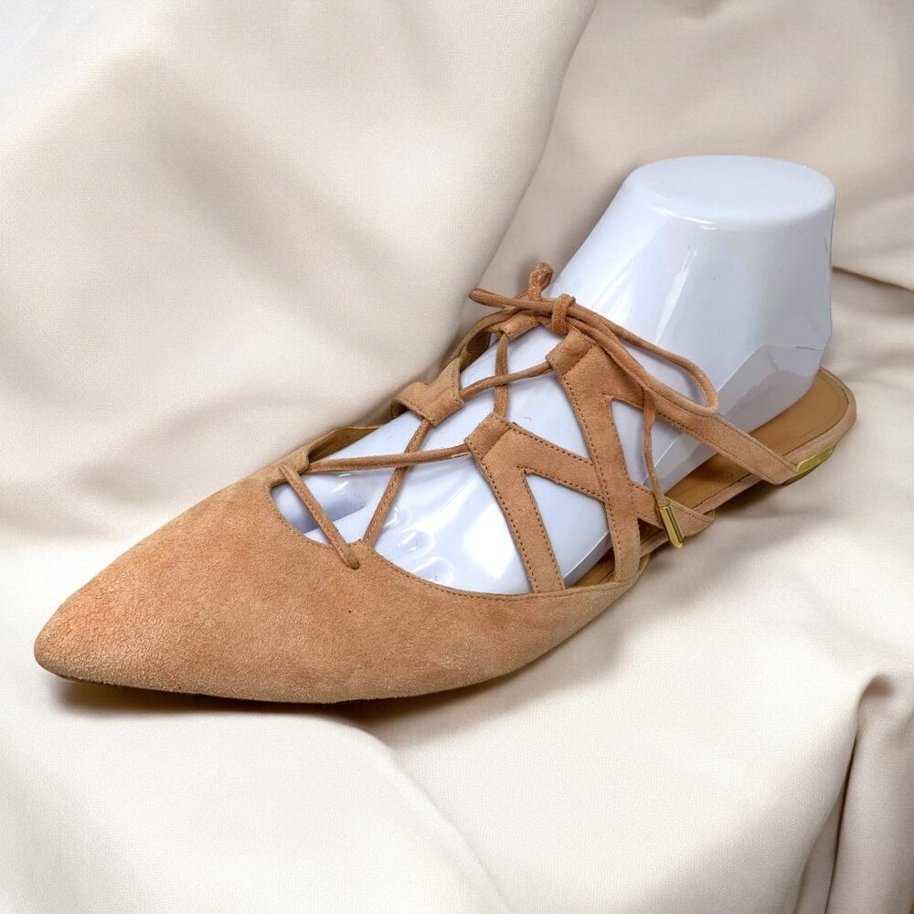 Aquazzura Firenze Belgravia‎ French Rose Suede Cagey Pointy Slides/Mules - Picture 2 of 13